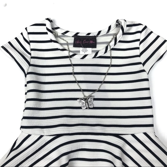 NWT Peplum Stripe Dress Sz 4 - Picture 2 of 7